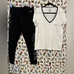 Pink brand 2 piece rhinestone legging set.